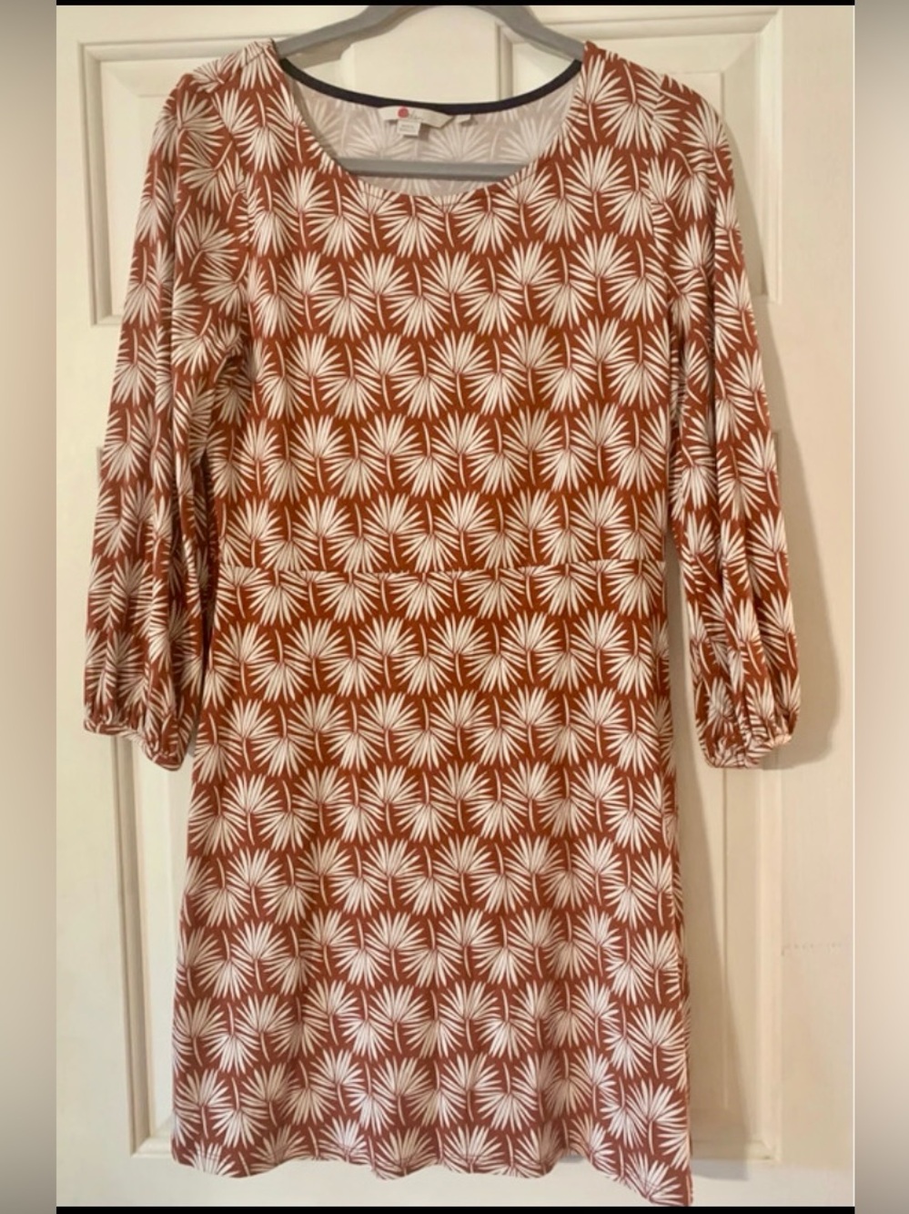 Boden Women's Rust and White Printed Shift Dress Fall 8